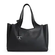 [Tod`S] Tod`S-Black Apa Medium Leather Shoulder Bag-Donna OS OS