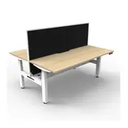 2Person Workstation With Screen And Cable Tray Natural Oak And White