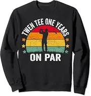 [X.Style] Funny 21st Birthday Golf Pun Retro Sunset 21 Year Old Golfer Sweatshirt ds1077 Sweater (2XL) Black