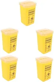 FRCOLOR 5pcs Waste Barrel Small Sharps Disposal Container for Home Use Tattooing Waste Buckets with Lid for Sharps Travel Sharps Container Sharps Waste Container Yellow Pp