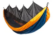 Bug Net Hammock - Majoilica Blue Body & Dark Cheddar Border Double