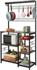 Kitchen Bakers Rack Microwave Oven Stand Storage Shelf Mesh Panels for Utensils