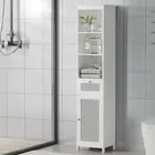 Bathroom Cabinet Storage 161cm White Rattan Tallboy Toilet Cupboard Organi 01-WH