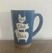 Farmhouse Coffee Latte Mug Cup Ceramic Chicken Pig Sheep Cluck Oink Baa 17oz