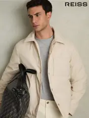 Reiss Stone Hyde Padded Technical Press-Stud Overshirt (E98370) | $280