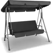 Swing Chair Hammock 3 Seater Bench Seat Canopy - Black