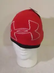 NWT Under Armour PS Boys Double Layer Reversible Beanie 4-6 Years Red/Black $22