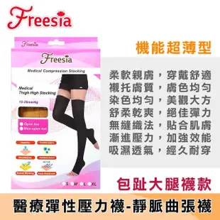 【Freesia】醫療彈性襪超薄型-包趾大腿壓力襪(2雙組-醫療襪/靜脈曲張襪)