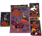 Vintage 1996 Window Color Clings Looney Tunes Bugs Taz Sylvester Daffy Halloween