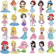 FLYSONG 5D DIY Diamond Painting Stickers Kits for Kids, 24 PCS Cute Cartoon Princess and Castle Diamond Art Stickers Beads Making for Beginners Children