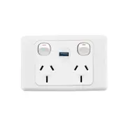 Double Power Point with Extra USB Wall Socket Outlet GPO Light Switch 10A 240V