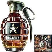 Military Hand Grenade Whiskey Bottle, 300ml Leak-Proof & Durable Glass Wine Bottle, Engraved Hand-Grenade Shape Glass, Military Collection Veteran Gifts, Handgrenade Whiskey Bottle (Color A)