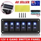 6 Gang 12V Switch Panel Control ON-OFF Toggle LED Rocker For Car Marine Boat RV