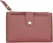 [uxcell] Small Credit Card Holder Slim PU Leather Wallet Minimalist Card Case Holder Coin Purse Change Purse with Cotton and Zipper for Men Women (Dark Pink)