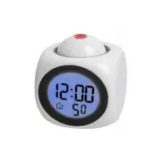 Digital Alarm Clock Projector Alarm Clock for Bedroom, Large LED Projection on Ceiling Wall, 350 Projector,Dimmer,USB Charger Loud for Heavy Sleeper Kids Elderly - White