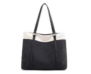Womens Canvas Shoulder Bag Simple High Capacity Totes for Work Travel-Black