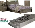 Hilton Boston Queen Gas lift 4 pce bedroom suite Bed Mocha 2 Bedside 1 tallboy