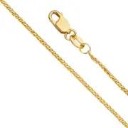 14K Yellow Gold 1.0 mm 8 Side DIamond cut Round Wheat Chain 16'' - 24'' for men