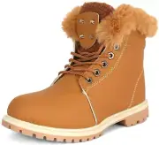 Ladies Fur Lined Winter Boots Flat Grip Combat Womens Ankle Boot Shoes UK Size