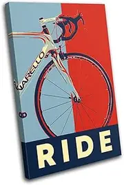 Bold Bloc Design - Cycling Man Cave Bike Road Sports 90x60cm Single Canvas Art Print Box Framed Picture Wall Hanging - Hand Made in The UK - Framed and Ready to Hang 13-3054(00B)-SG32-PO-D