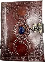 OVERDOSE Brown Moon Stone Leather Journal with Key - Antique Handmade Deckle Edge Vintage Paper Leather Bound Journal | Leather Sketchbook & Notebook - Drawing Journal - Vintage Brown Moon Stone - 5"x7" inches | 12.7 x 17.78 cm
