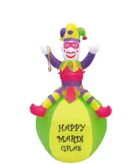 7' Air Blown Self-Inflatable LED Lighted Mardi Gras Pink Jester On Ball Yard