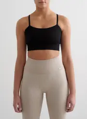 [aim'n] Black Ribbed Seamless Strap Bra