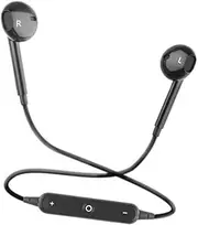 AIMALL Black White Sweatproof Wireless Bluetooth Earphones Headphones Sport Gym, Lightweight, Noise-Isolation, 9m Range
