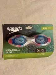 NEW Speedo Kids' Scuba Giggles Tie Dye Goggles - White/Celeste - Pink Blue White