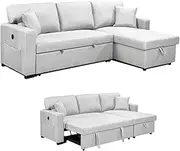 Foret 3 Seater Sofa Bed Modular Corner Pullout Lounge in Light Grey