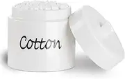 LEETOYI Ceramic Cotton Swabs Holder Organizer with Lid,Storage Canisters for Cotton Swabs,Cotton Balls, Easy to Clean, White