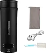 Mini Travel Electric Kettle 450ML, 4 Temperature Settings, Double Wall 316 Stainless Steel, Portable Hot Water Boiler for Hotel/Office, with Storage Bag and Cleaning Brush (Black)