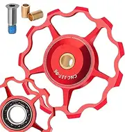 Dreuhuing Derailleur Pulley Wheels,Guide Roller Aluminium Alloy Derailleur Accessories | Bikes Bearing Wheel Pulley Smooth Guide Roller Wheel for Riding Efficiency