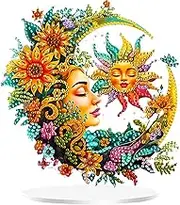RIMILIE Diamond Art Painting Pendant Kits 5D Diamond Art Painting Art Hanging Kit Sun and Moon DIY Diamond Crystal Window Pendant Kit for Adults Gift Wall Home Decoration