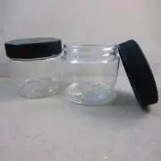 Set of 2 Pet Clear Plastic Jars 2 Oz Cream Container Pot with Silver Lid Cap per