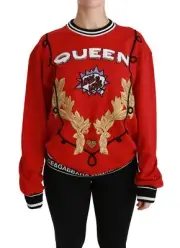 Dolce & Gabbana Radiant Red Sequined Crew Neck Women's Sweater Authentic