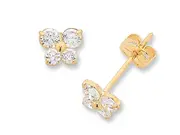 Children's 9kt Yellow Gold Cubic Zirconia Butterfly Stud Earrings