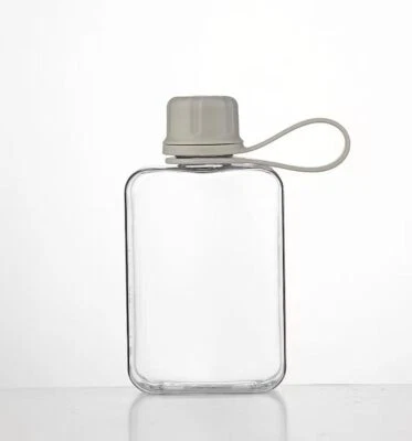 Flat Water Bottle Travel Flask Portable 8.2 oz BPA Free Tritan Square Small W...