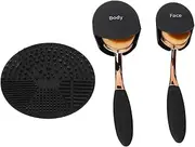 3PCS Soft Bristle Sunscreen Brush Kit Face/Body Sunscreen Applicator Brush with Protective Cover and Cleaning Pad
