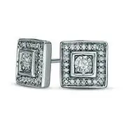 0.17 CT. T.W. Diamond Cushion Frame Stud Earrings in Sterling Silver