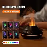 LED Smart Light Air Humidifier Colorful Flame USB Car Aromatherapy Humidifiers Diffusers Portable Diffuser Essential Oils for Home Room Fragrance for Halloween