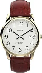 [Timex] Easy Reader® Men's TW2W95500 Leather Strap Watch, 35mm