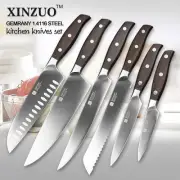 Kitchen Tool 6 PCs knife set utility cleaver Chef bread Fish Meat Fruit Meat Cut
