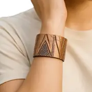 NEW! Story by DaVinci Seville Burnished Coppertone Cuff Bracelet Geometric