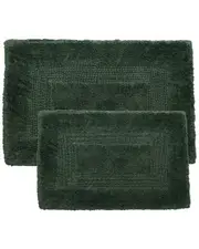 Lavish Home 2Pc Cotton Plush Bathroom Mat Rug Set 2 pc Green