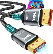 16K Displayport Cable 2.1, [VESA Certified] DP 2.1 Cable 6.6FT-2M, 16K@60Hz, 8K@120Hz, 4K@240Hz 165Hz 144Hz, Support 80Gbps HDR, HDCP DSC 1.2a, Compatible FreeSync G-Sync Gaming Monitor 4090 7900xtx