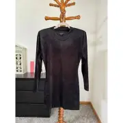 Cynthia Rowley Velour Shoulder Pad Dress Black Pullover S