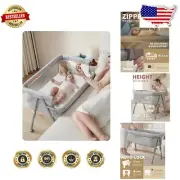 Modern 2-in-1 Bedside Sleeper Bassinet with 4 Height Adjustments & Safety Mesh