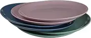 Ikolife Large Plastic Plates Flat Pack of 6 Diameter 23 cm 3 Colours Children's Plate Reusable BPA Free (23 cm Plate Large)