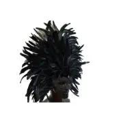 Women's Venetian Carnival Mardi Gras Masquerade Mask with Feathers [Black]